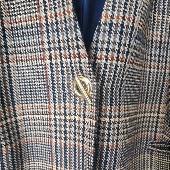 Calvin Klein Blue and Brown Wool-Blend Blazer Relaxed Fit - Picture 2 of 10